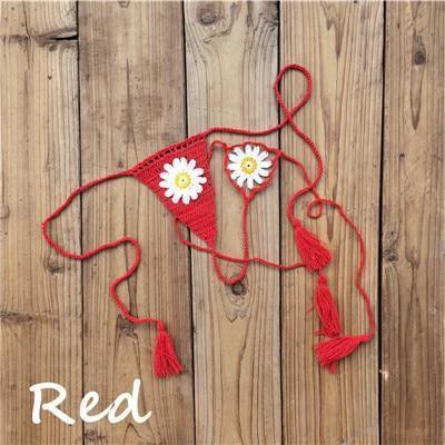 Hand Crochet Lace Daisy String Thong - Thong