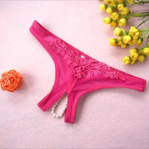 Lace G-String Crotch less Pearls Thong Panties - MiamiTeenyWeenyBikini.Com