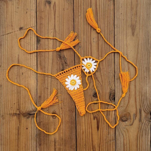 Hand Crochet Lace Daisy String Thong - Thong