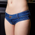Blue Pole Dancing Crystal Micro Mini Jeans Shorts