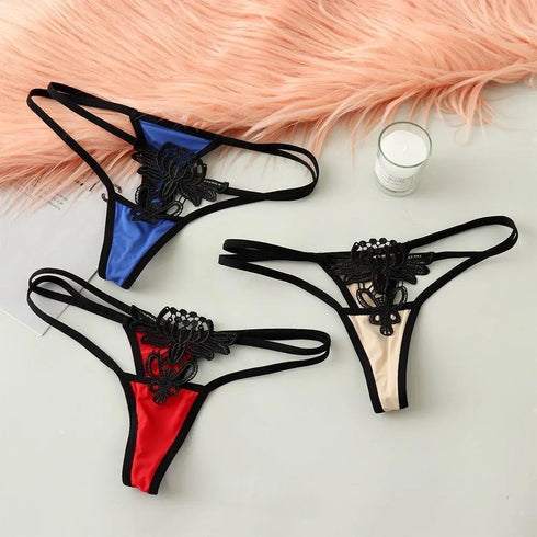 Lace G-String Butterfly Floral Thong - Panties Thongs