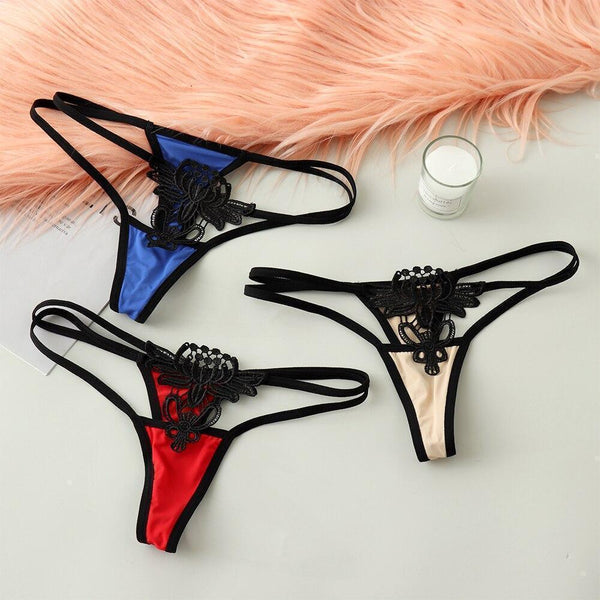 Lace G-String Butterfly Floral Thong - Panties Thongs