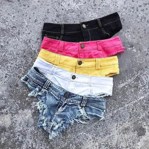 Hot Low Waist Mini Denim Shorts - Shorts