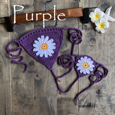 Handmade Crochet Flower Micro Bikini - Tops/ Bottoms