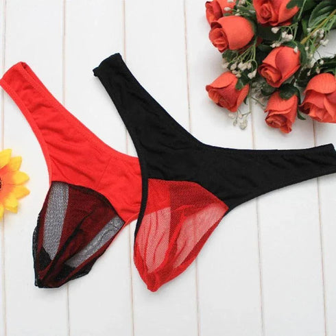 Men's Mesh Transparent Breathable Thong - MiamiTeenyWeenyBikini.Com