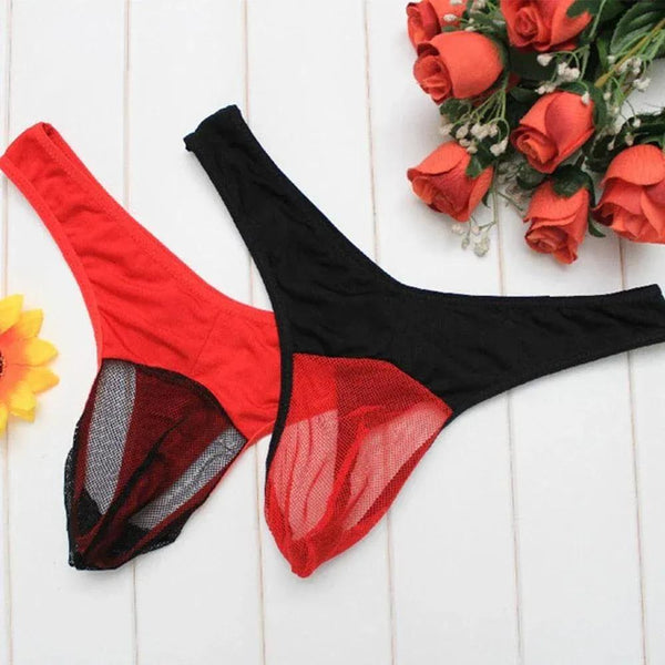 Men's Mesh Transparent Breathable Thong - MiamiTeenyWeenyBikini.Com