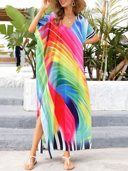 Bali Style Rainbow Beach Dress - MiamiTeenyWeenyBikini.Com