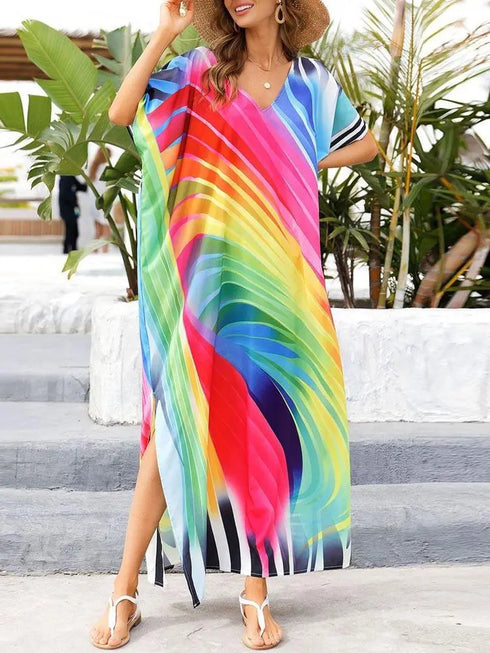 Bali Style Rainbow Beach Dress - MiamiTeenyWeenyBikini.Com