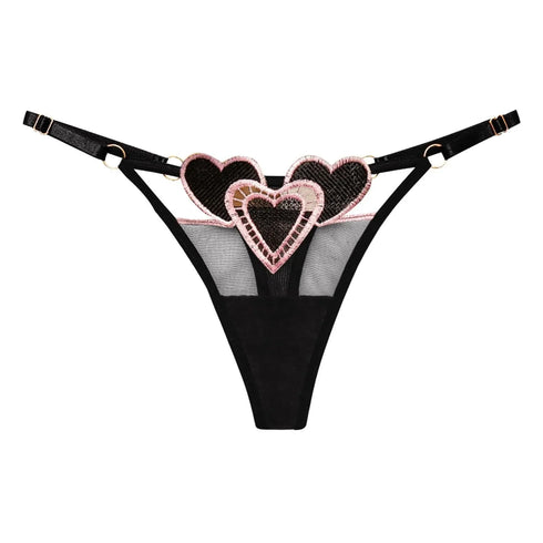 Heart Lace Up Panty Thongs - MiamiTeenyWeenyBikini.Com