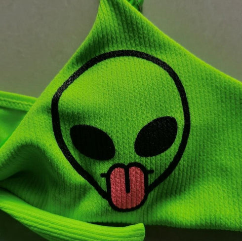 Alien Print Green Swimwear