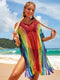Rainbow Crochet Beach Cover Up - MiamiTeenyWeenyBikini.Com