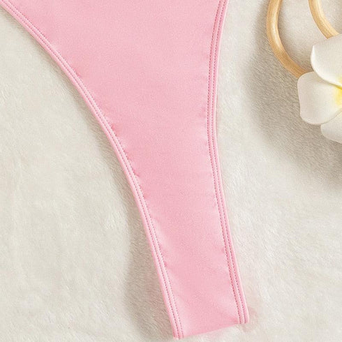 Pink Backless Thong Swimsuit - MiamiTeenyWeenyBikini.Com