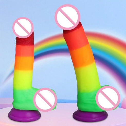 Rainbow Realistic Dildo - MiamiTeenyWeenyBikini.Com