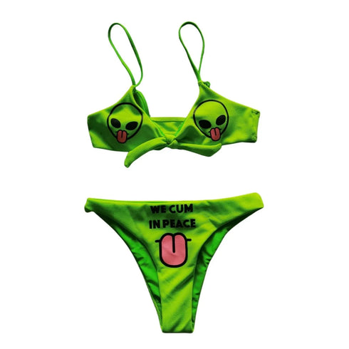 Alien Print Green Swimwear -MiamiTeenyWeenyBikini.Com