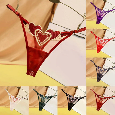 Heart Lace Up Panty Thongs - MiamiTeenyWeenyBikini.Com