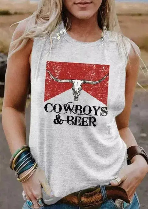 Cowboys And Beer Tanks Top - MiamiTeenyWeenyBikini.Com