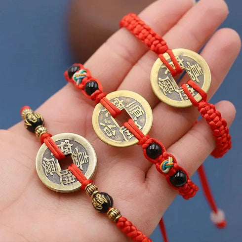Lucky Five Emperor Copper Coin Bracelet - MiamiTeenyWeenyBikini.Com