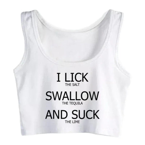 I Lick Swallow and Suck Crop Top - MiamiTeenyWeenyBikini.Com