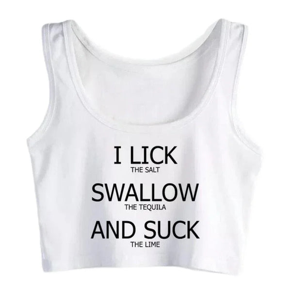 I Lick Swallow and Suck Crop Top - MiamiTeenyWeenyBikini.Com