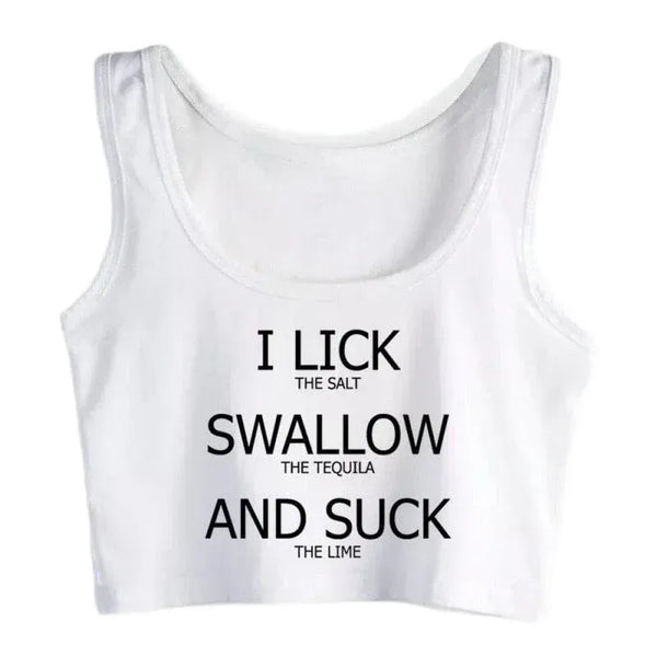 I Lick Swallow and Suck Crop Top - MiamiTeenyWeenyBikini.Com