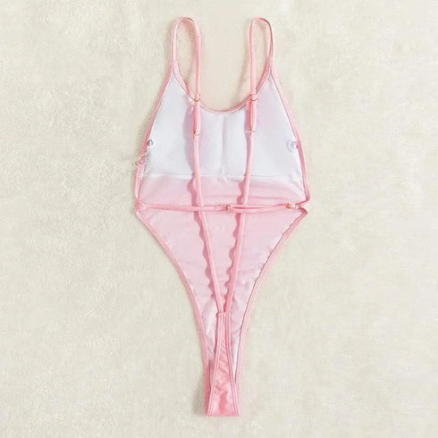 Pink Backless Thong Swimsuit - MiamiTeenyWeenyBikini.Com