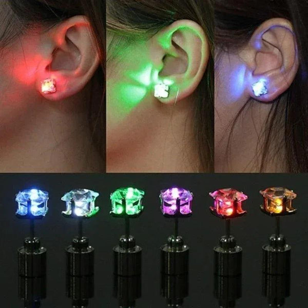 Light Up LED Bling Ear Stud Earrings - MiamiTeenyWeenyBikini.Com