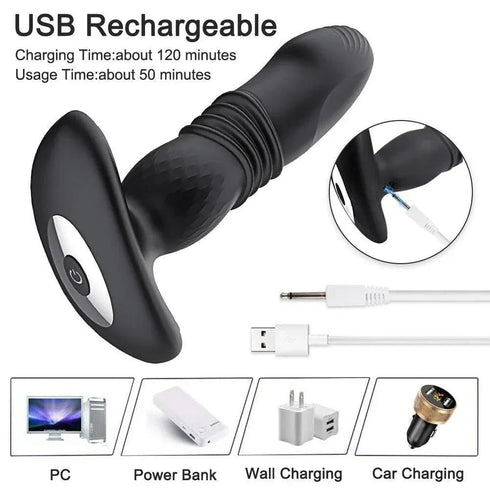 Telescopic Vibrating Butt Plug - MiamiTeenyWeenyBikini.Com