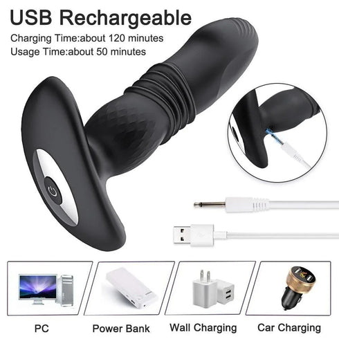 Telescopic Vibrating Butt Plug - MiamiTeenyWeenyBikini.Com