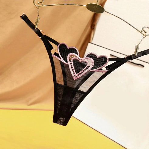 Heart Lace Up Panty Thongs - MiamiTeenyWeenyBikini.Com