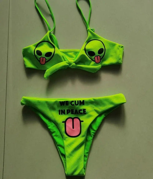 Alien Print Green Swimwear -MiamiTeenyWeenyBikini.Com