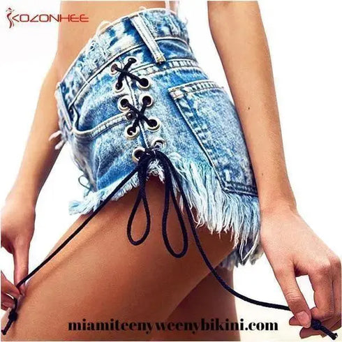 Vintage Tassel Denim Shorts - MiamiTeenyWeenyBikini.Com