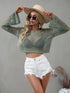 Openwork Flare Sleeve Cropped Cover Up - MiamiTeenyWeenyBikini.Com