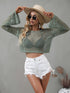 Openwork Flare Sleeve Cropped Cover Up - MiamiTeenyWeenyBikini.Com