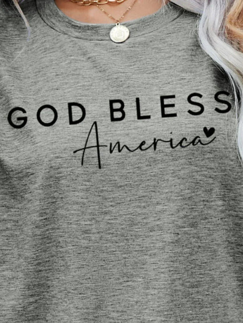 GOD BLESS AMERICA Graphic Short Sleeve Tee - MiamiTeenyWeenyBikini.Com