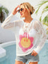 Flower Graphic Lace-Up Openwork Hooded Cover Up - MiamiTeenyWeenyBikni.Com