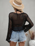 Openwork Flare Sleeve Cropped Cover Up - MiamiTeenyWeenyBikini.Com