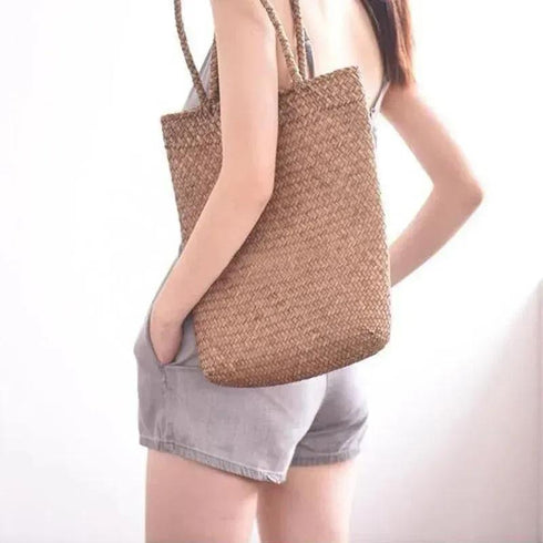 Fashion Designer Wicker Rattan Shoulder Bag - Beach Bag