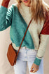 Color Block Round Neck Dropped Shoulder Pullover Sweater - MiamiTeenyWeenyBikini.Com