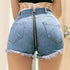 Mini Zipper Back Jean Shorts - MiamiTeenyWeenyBikini.Com
