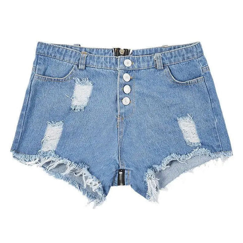 Mini Zipper Back Jean Shorts - MiamiTeenyWeenyBikini.Com