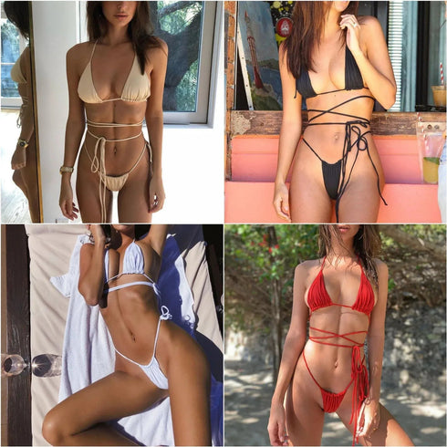 Cross Bandage Padded Halter Monokini - MiamiTeenyWeenyBikini.Com