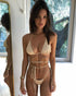 Cross Bandage Padded Halter Monokini - MiamiTeenyWeenyBikini.Com