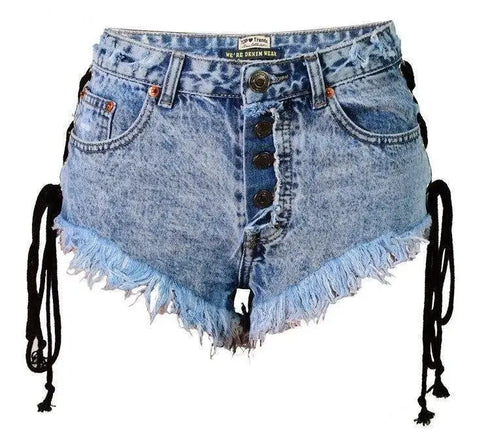 Vintage Tassel Denim Shorts - MiamiTeenyWeenyBikini.Com