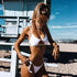 Solid Hollow Out Bandage Brazilian Bikini - Bikini