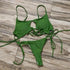 Solid Hollow Out Bandage Brazilian Bikini - Bikini