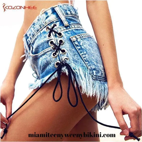 Vintage Tassel Denim Shorts - MiamiTeenyWeenyBikini.Com