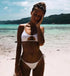 Solid Hollow Out Bandage Brazilian Bikini - Bikini