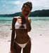 Solid Hollow Out Bandage Brazilian Bikini - Bikini