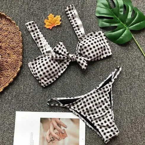 Brazilian Plaid Push Up Bikini - MiamiTeenyWeenyBikini.Com
