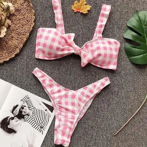 Brazilian Plaid Push Up Bikini - Bikini